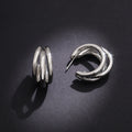 Triple Hoop Earrings In Gold Silver And Rose Gold Tones view 7