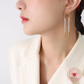 Elongated U Hoop Earrings With Double Row Clear Zircon view 1