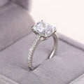 Silver Cushion Cut Solitaire Ring Pave Band Sizes 6-10 view 3