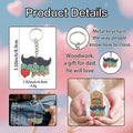 Wood Mustache Papai Te Amo Keychain Red Heart Charm view 4