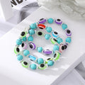 Silver Tone Turquoise Color Bead Evil Eye Stretch Bracelets view 5