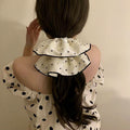 Polka Dot Fabric Oversized Scrunchie With Lace Trim view 1