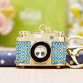 Jeweled Camera Keychains in Pink, Blue and White with Braided Options view 3