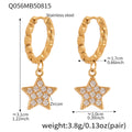Gold Star Zircon Drop Hoop Earrings Smooth Twist Pavé Styles view 8