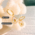 Avocado Shell Drop Hoop Earrings Gold Or Steel Tone view 2