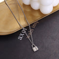 Mini Padlock Pendant Necklace Curb Chain Multiple Finishes view 9