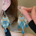 Ornate Crystal Chandelier Earrings In Four Color Designs view 3