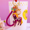 Colorful Galloping Horse Keychains with Braided Wrist Straps view 9
