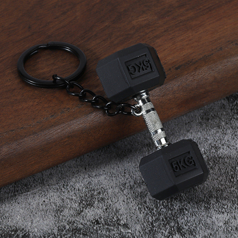 Fitness Barbell and Weight Plate Metal Keychain Gym Bag Charm