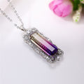 Gradient Baguette Stone Crystal Frame Pendant Necklace view 7