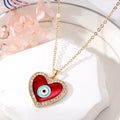 Gold Tone Red Enamel Evil Eye Heart Pendant Necklaces in Two Designs view 2