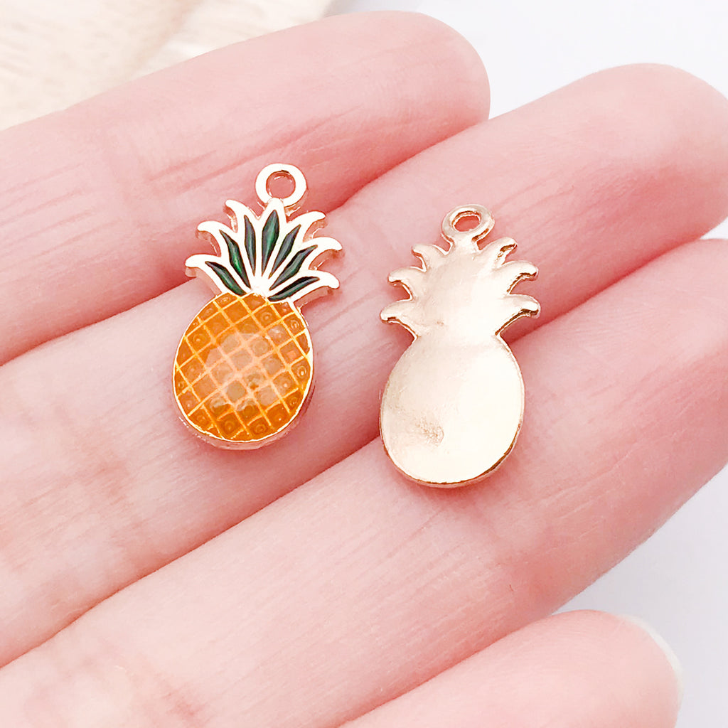 Enamel Zinc Alloy Strawberry Cherry Watermelon Fruit Charm Pendant for DIY Earrings