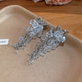 Floral Crystal Cascade Stud Earrings in Pink and Clear view 7