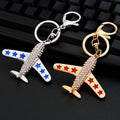 Jeweled Fighter Jet Keychains in Gold and Silver with Braided Loop Options view 1