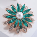 Rose Gold Crystal Sunflower Brooch Pearl Center Four Colors view 3