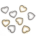 Black Edge Rhinestone Open Heart Pendant Charms in Two Finishes view 5