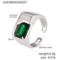 Open Signet Ring Emerald-Cut Green Purple Zircon Gold Steel view 9