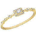Rectangular Clear Solitaire Halo Ultra-Slim Ring In Gold Tone view 5