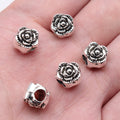 10x9x9mm 1.9g Antique Silver Zinc Alloy Flower Large Hole Loose Metal Beads for Bracelet Jewelry Making