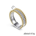 Two Tone Gold Beaded Edge Pave CZ Band Finger Ring view 4