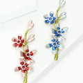 Enamel Blossom Branch Brooch with Pearl Flower Centers view 3