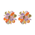 Multicolor Crystal Flower Cluster Stud Earrings Statement Pair view 5