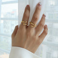Embrace Hug Hands Motif Open Rings Gold Or Steel Tone view 6