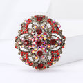 Vintage Openwork Round Crystal Brooch in Red or Blue view 4