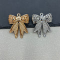 Rhinestone Bow Charm Pendant Two Metal Tones Five Colors view 4
