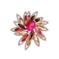 Pink Red Flower Crystal Metal Brooch Pin for Jackets and Lapels view 5