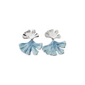 Blue Floral Drop Earrings with Shell Like Petal Tops view 5