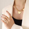 Chunky Curb Toggle Necklace Heart Love You More Disc Charm view 1