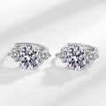 Round Clear Stone And Marquise Hinged Earrings In Silver Tone view 3