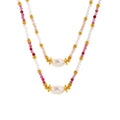 Beaded Natural Stone Shell Freshwater Pearl Necklaces Gold view 5
