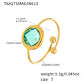 Gold Open Band Round Czech Glass Stone Rings Size Seven view 7