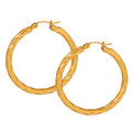 Twisted Texture Hoop Earrings Gold Steel Three Sizes view 5