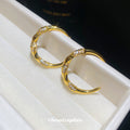 Gold Tone Textured Oval Statement Hoop Earrings Pair view 1