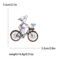 Enamel Girl Bicycle Brooch Dog Basket Purple Blue Pin view 6
