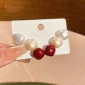 Pearl Look Round Square Stud Earring Sets Three Styles view 8