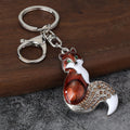 Fox Metal Keychain With Faceted Stones, Split Ring And Lobster Clasp view 11