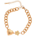 Gold Ocean Charm Bracelet Starfish Shell or Heart Curb Chain view 5