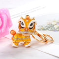 Chinese Lion Dance Keychain Enamel Rhinestone Bag Charm view 2