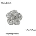 Crystal Rose Flower Brooch In Gold And Silver Tone view 7