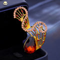 Pink Orange Flower Crystal Metal Brooch Pin for Jackets and Lapels view 5