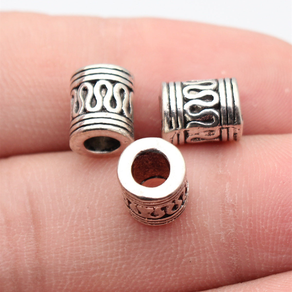 9.5x7.8x7.7mm 1.7g Multi-Color Zinc Alloy S Pattern Tube Large Hole Beads for DIY Jewelry and Dreadlocks