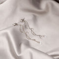 Silver and Gold Wavy Bar Chain Clear Drop Earrings view 4