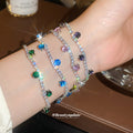 Silver Crystal Tennis Bracelet With Dangling Color Stones view 3
