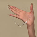 Silver Pearl Zircon Teardrop Fringe Collarbone Necklace view 6