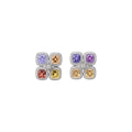 Multicolor Crystal Flower Stud Earrings Enamel Daisy Open Ring Two view 5