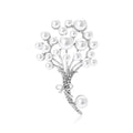 Pearl Bouquet Brooch with Curved Stem in Gold and Silver Tones view 2
